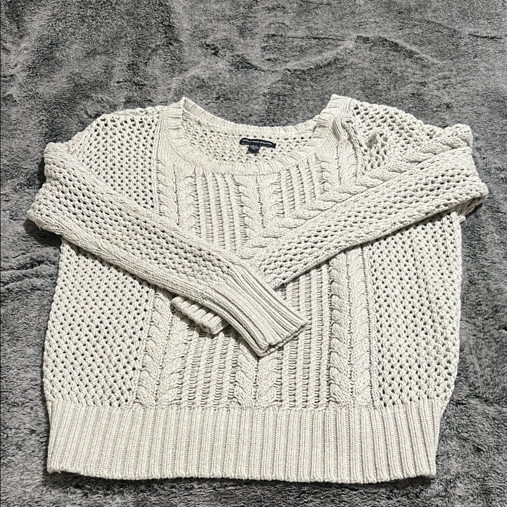 American Eagle Outfitters Cream Knit Sweater